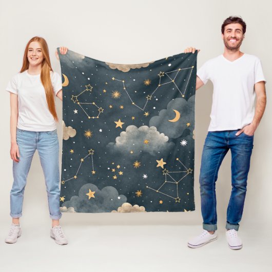 Couverture Polaire Motif d'étoiles de constellation céleste (5) (En situation)