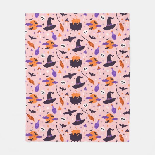 Couverture Polaire Motif d'Halloween mou et rose (Devant)
