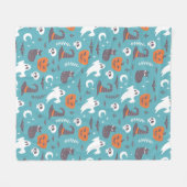 Couverture Polaire Motif d'Halloween Turquoise amusant (Devant (Horizontal))
