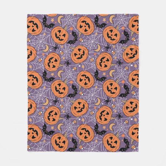 Couverture Polaire Motif d'Halloween violet Jack-O-lanterne (Devant)
