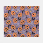 Couverture Polaire Motif d'Halloween violet Jack-O-lanterne (Devant (Horizontal))