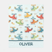 Couverture Polaire Motif d'hélicoptères fantaisistes mignons (Devant)