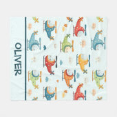 Couverture Polaire Motif d'hélicoptères fantaisistes mignons (Devant (Horizontal))