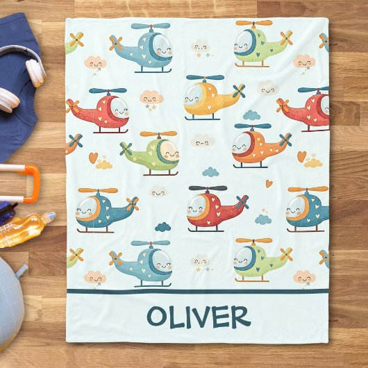 Couverture Polaire Motif d'hélicoptères fantaisistes mignons