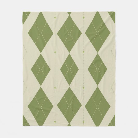 Couverture Polaire Motif diamant Argyle vert olive (Devant)
