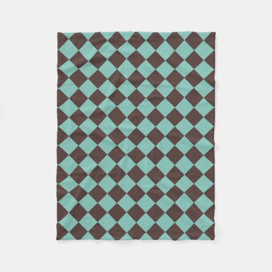 Couverture Polaire Motif diamant Brown Turquoise Checker  (Devant)