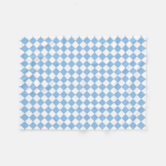 Couverture Polaire Motif diamant de damier bleu et blanc (Devant (Horizontal))
