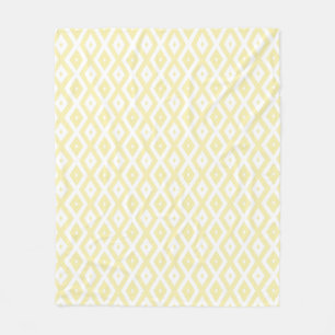 Couverture Polaire Motif diamant jaune pâle et blanc