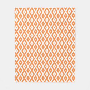 Couverture Polaire Motif diamant orange et blanc
