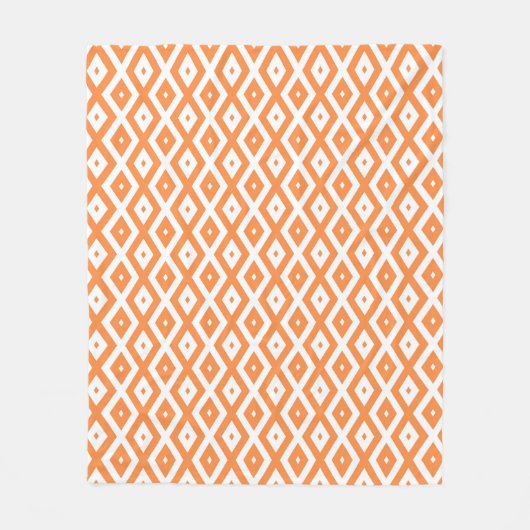 Couverture Polaire Motif diamant orange et blanc (Devant)