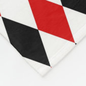 Couverture Polaire Motif diamant rouge blanc arlequin noir (Coin)