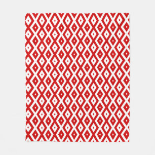 Couverture Polaire Motif diamant rouge et blanc