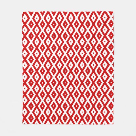 Couverture Polaire Motif diamant rouge et blanc (Devant)