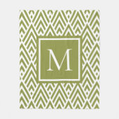 Couverture Polaire Motif diamant tendance Monogramme vert olive (Devant)