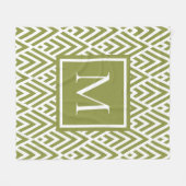 Couverture Polaire Motif diamant tendance Monogramme vert olive (Devant (Horizontal))