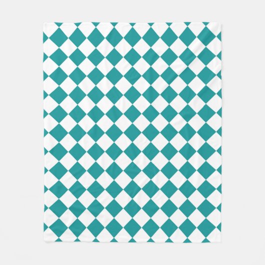 Couverture Polaire Motif diamant turquoise blanc Checker (Devant)