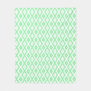 Couverture Polaire Motif diamant vert et blanc
