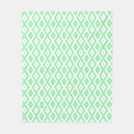 Couverture Polaire Motif diamant vert et blanc (Devant)