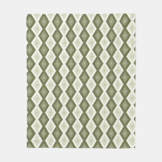 Couverture Polaire Motif diamant vert olive (Devant)