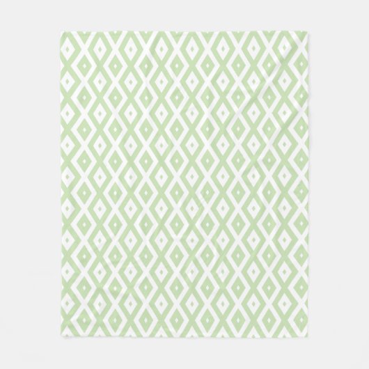 Couverture Polaire Motif diamant vert pâle et blanc (Devant)