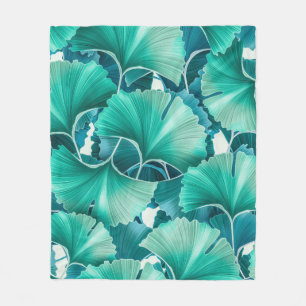 Couverture Polaire Motif d'illustration de ginkgo biloba vert