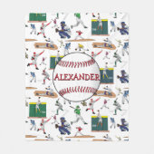 Couverture Polaire Motif d'illustrations des joueurs de baseball pers (Devant)