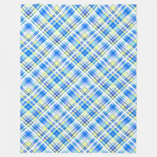 Couverture Polaire Motif d'impression à damiers jaune et bleu clair
