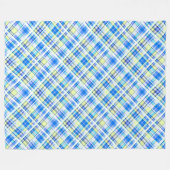 Couverture Polaire Motif d'impression à damiers jaune et bleu clair (Devant (Horizontal))