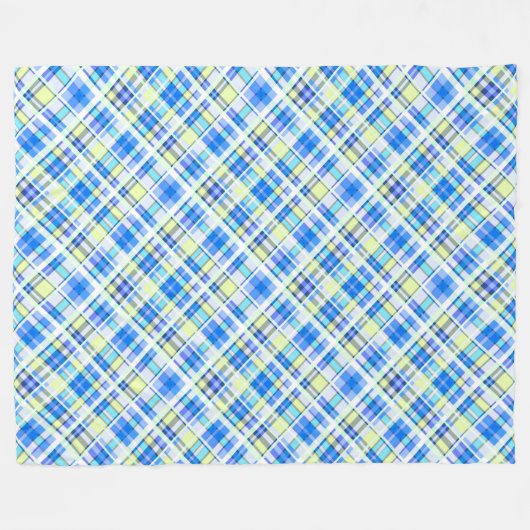 Couverture Polaire Motif d'impression à damiers jaune et bleu clair (Devant (Horizontal))
