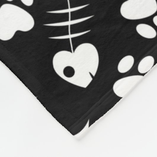 Couverture Polaire motif d'impression de chat d'os de poissons (Coin)