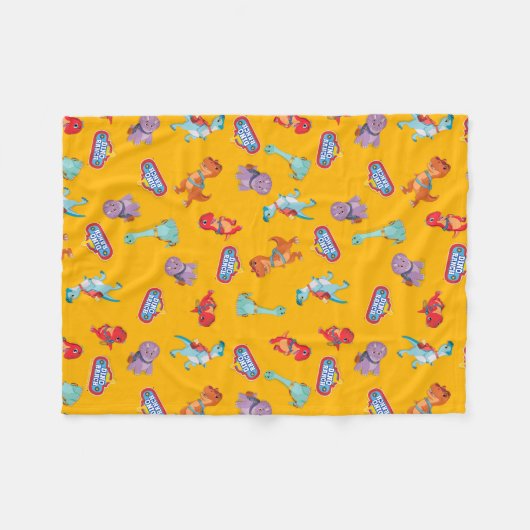 Couverture Polaire Motif Dino Ranch sur Jaune (Devant (Horizontal))