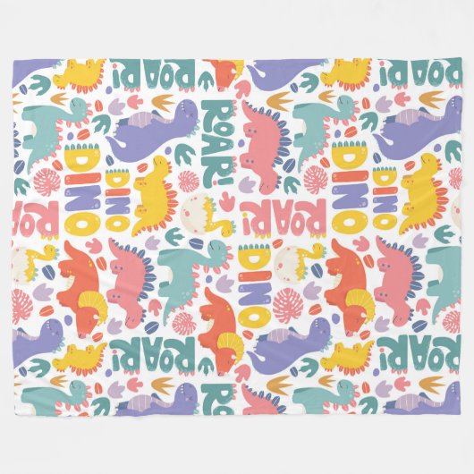 Couverture Polaire Motif Dino Roar Fun (Devant (Horizontal))