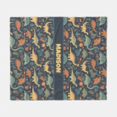 Couverture Polaire Motif Dinosaur Texte personnalisé (Devant (Horizontal))