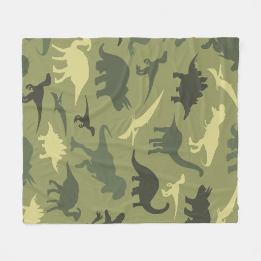 Couverture Polaire Motif Dinosaure, Silhouette Dinosaure, Dino Vert (Devant (Horizontal))