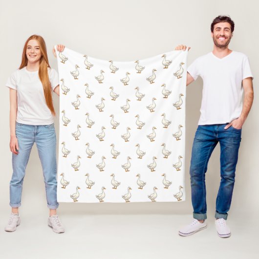 Couverture Polaire Motif d'oie blanche mignonne (En situation)