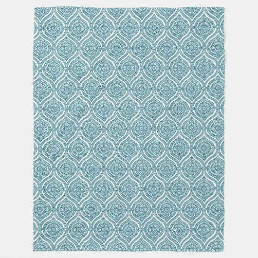 Couverture Polaire Motif d'oignon ethnique chic en Turquoise sur blan (Devant)