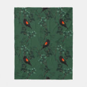 Couverture Polaire Motif d'oiseau-noir à ailes rouges (Devant)