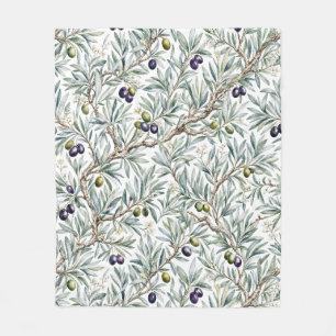 Couverture Polaire Motif d'olive de campagne française à l'aquarelle
