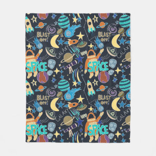 Couverture Polaire Motif Doodle de l'espace extra-atmosphérique