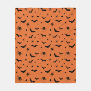 Couverture Polaire Motif d'Orange Halloween Scary Bats et Araignées