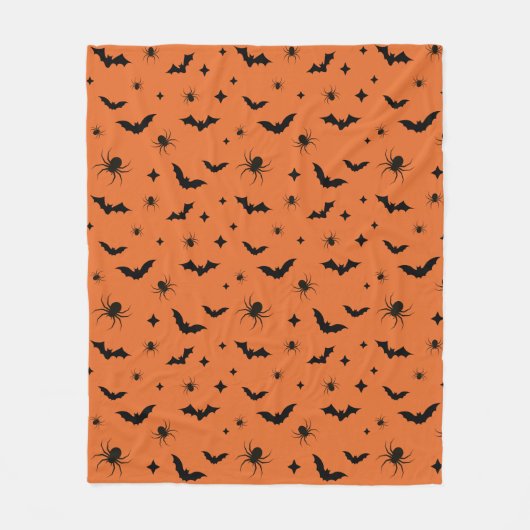 Couverture Polaire Motif d'Orange Halloween Scary Bats et Araignées (Devant)