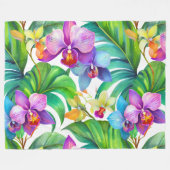 Couverture Polaire Motif d'orchidées tropicales (Devant (Horizontal))