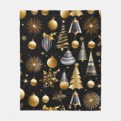 Couverture Polaire Motif D'Ornements De Vacances Argent Et Or (Devant)