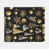 Couverture Polaire Motif D'Ornements De Vacances Argent Et Or (Devant (Horizontal))