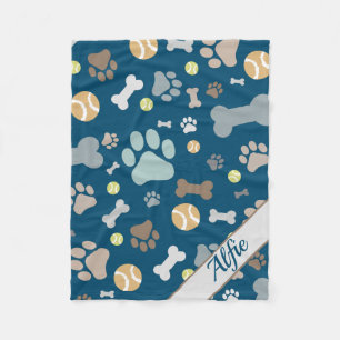 Couverture Polaire Motif d'os mâché de chien personnalisé