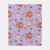 Couverture Polaire Motif d'ours de Noël mignon | Hiver de vacances co (Devant)