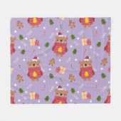Couverture Polaire Motif d'ours de Noël mignon | Hiver de vacances co (Devant (Horizontal))