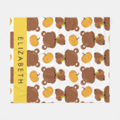 Couverture Polaire Motif D'Ours, Mignons Ours, Citrouille, Votre Nom (Devant (Horizontal))