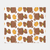 Couverture Polaire Motif D'Ours, Ours Mignons, Automne, Citrouille (Devant (Horizontal))