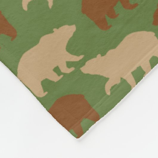 Couverture Polaire Motif d'ours vert (Coin)